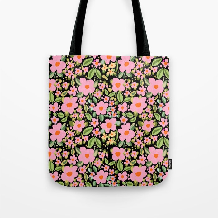 Retro vintage pink daisies pattern  Tote Bag Gallery Image 1