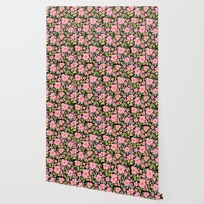 Retro vintage pink daisies pattern  Wallpaper Gallery Image 2