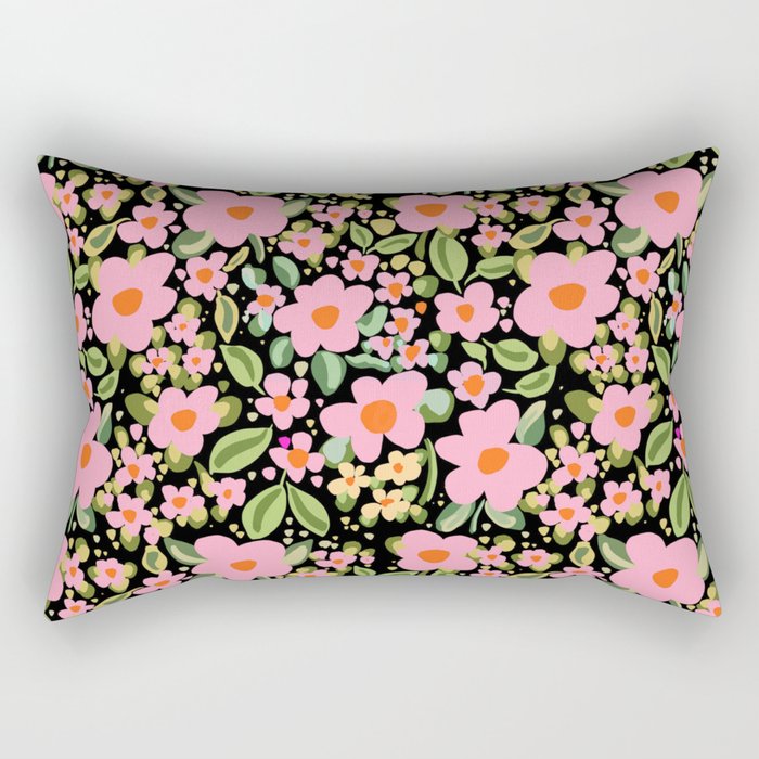 Retro vintage pink daisies pattern  Rectangular Pillow Gallery Image 2