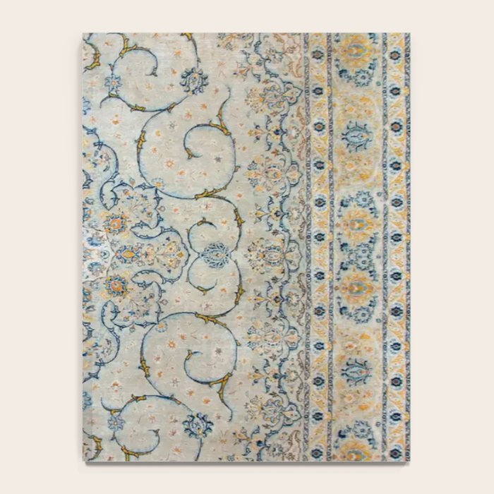 Art Deco Antique Kashan Powder Blue & Pale Gold Notebook Gallery Image 4