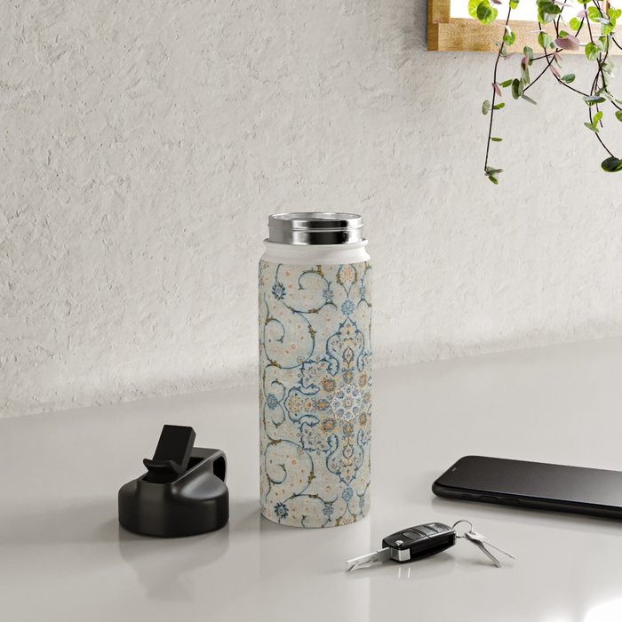 Art Deco Antique Kashan Powder Blue & Pale Gold Water Bottle Gallery Image 4