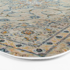 Art Deco Antique Kashan Powder Blue & Pale Gold Bath Mat Gallery Image 3