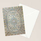 Art Deco Antique Kashan Powder Blue & Pale Gold Stationery Card Gallery Image 2