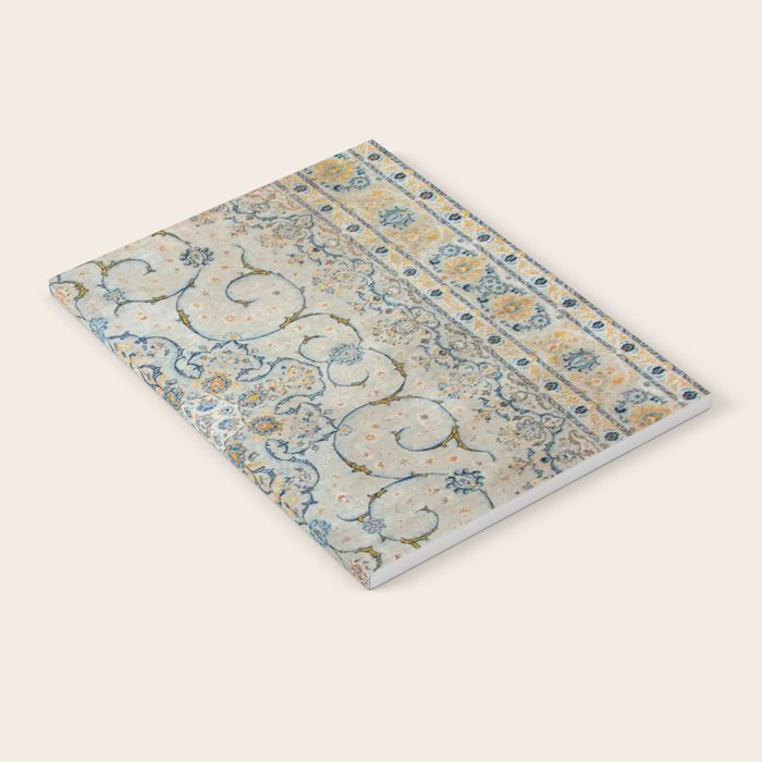 Art Deco Antique Kashan Powder Blue & Pale Gold Notebook Gallery Image 1