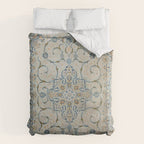 Art Deco Antique Kashan Powder Blue & Pale Gold Duvet Cover Gallery Image 6