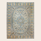 Art Deco Antique Kashan Powder Blue & Pale Gold Poster Gallery Image 4
