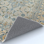 Art Deco Antique Kashan Powder Blue & Pale Gold Rug Gallery Image 4
