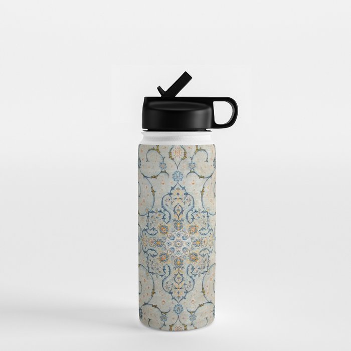 Art Deco Antique Kashan Powder Blue & Pale Gold Water Bottle Gallery Image 1