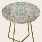Art Deco Antique Kashan Powder Blue & Pale Gold Side Table Gallery Image 2