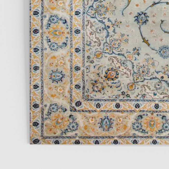 Art Deco Antique Kashan Powder Blue & Pale Gold Poster Gallery Image 3