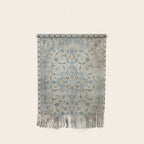 Art Deco Antique Kashan Powder Blue & Pale Gold Wall Hanging Gallery Image 1