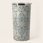 Art Deco Antique Kashan Powder Blue & Pale Gold Travel Mug Gallery Image 1