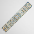 Art Deco Antique Kashan Powder Blue & Pale Gold Table Runner Gallery Image 3