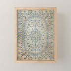 Art Deco Antique Kashan Powder Blue & Pale Gold Mini Art Print Gallery Image 1