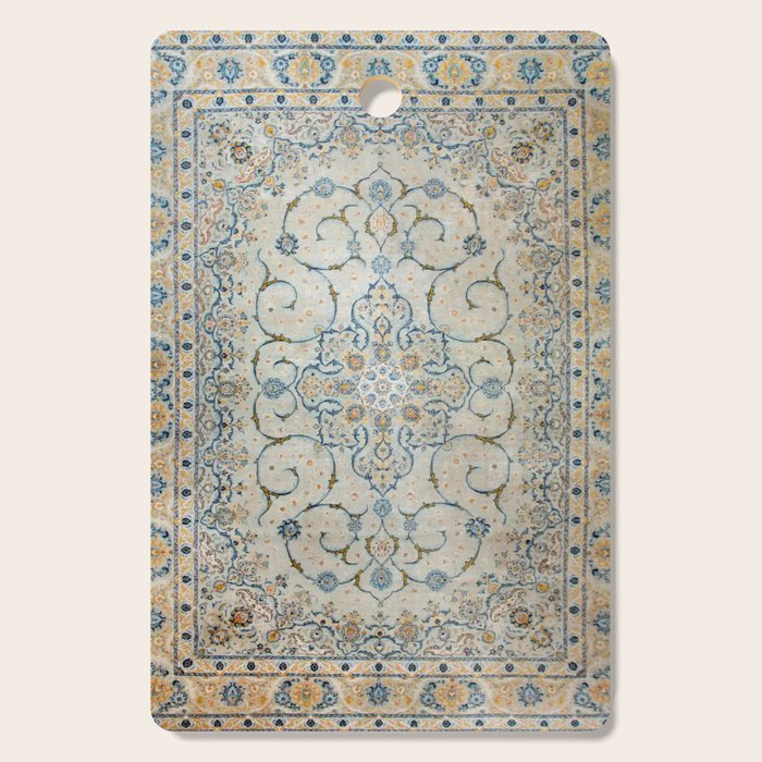 Art Deco Antique Kashan Powder Blue & Pale Gold Cutting Board Gallery Image 1