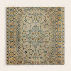 Art Deco Antique Kashan Powder Blue & Pale Gold Wood Wall Art Gallery Image 1