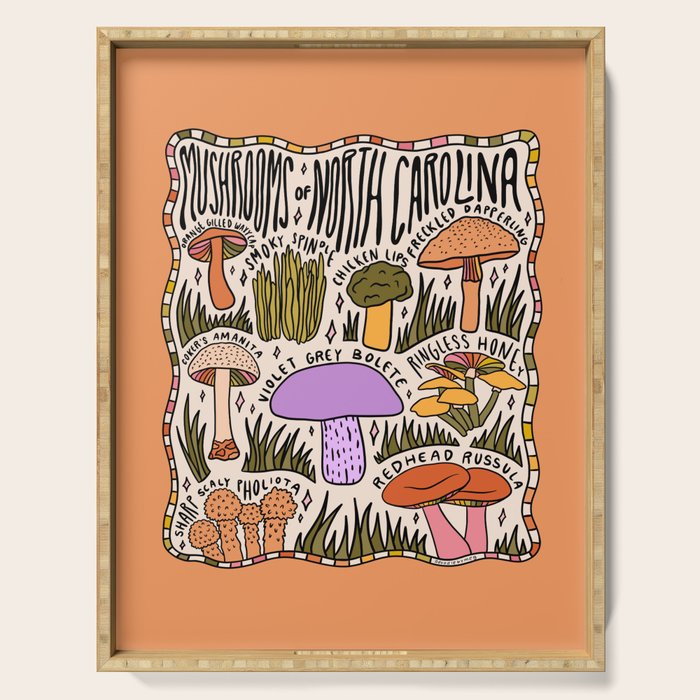 Mushrooms of North Carolina Serving Tray Gallery Image 1