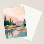 Pastel Mountain Lake Stationery Card Gallery Image 2