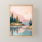 Pastel Mountain Lake Mini Art Print Gallery Image 1