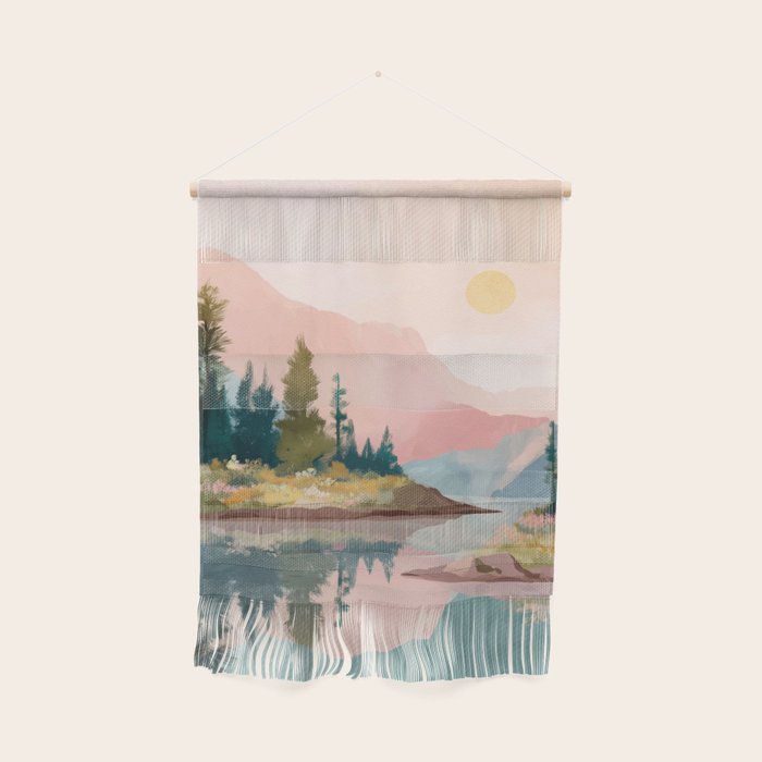Pastel Mountain Lake Wall Hanging Gallery Image 1