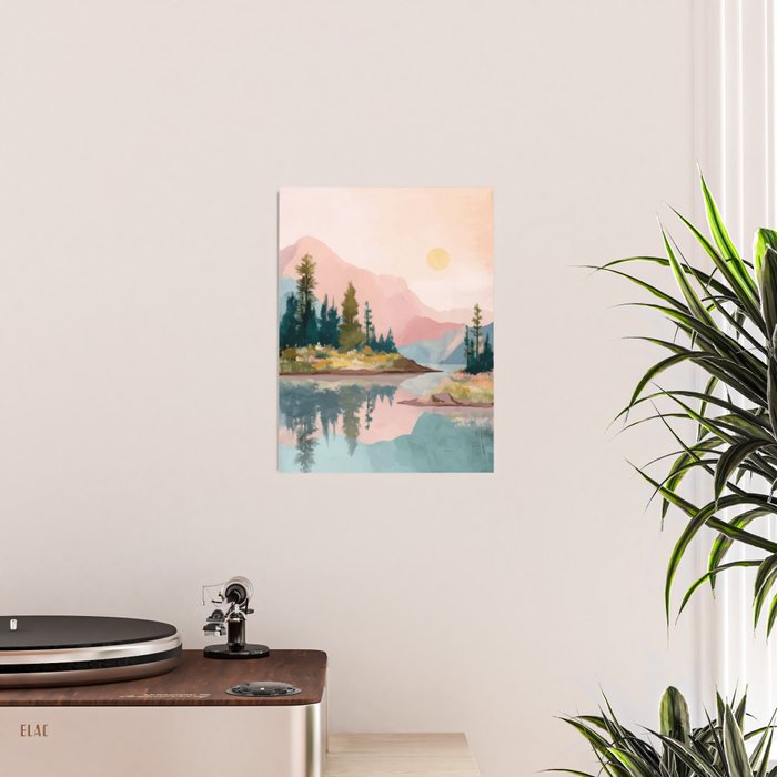 Pastel Mountain Lake Poster Gallery Image 2