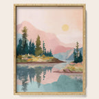 Pastel Mountain Lake Serving Tray Gallery Image 1