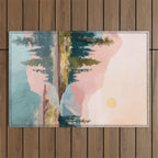 Pastel Mountain Lake Outdoor Rug Gallery Image 1