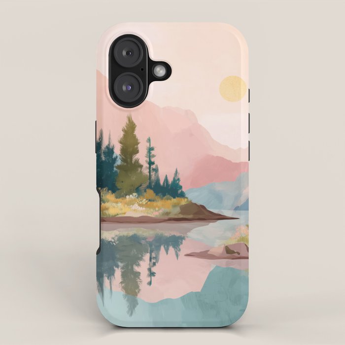 Pastel Mountain Lake iPhone Case Gallery Image 1