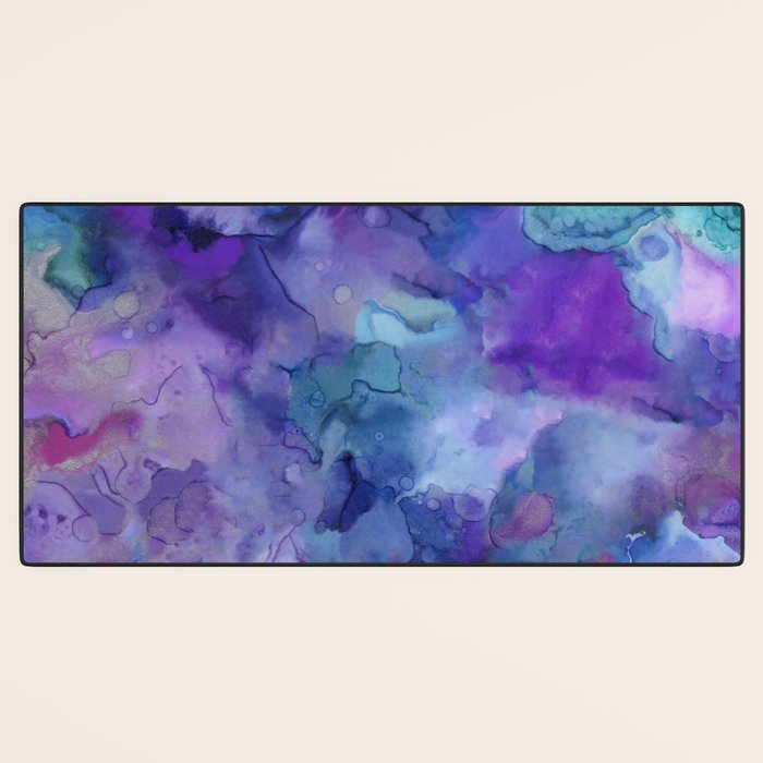 Abstract Colorful Purple Watercolor Desk Mat Gallery Image 3