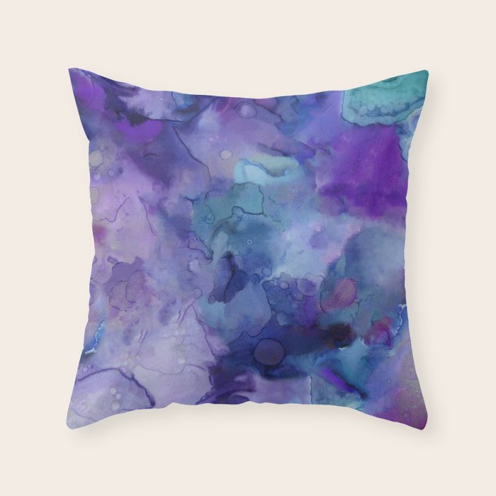 Abstract Colorful Purple Watercolor Throw Pillow Gallery Image 1