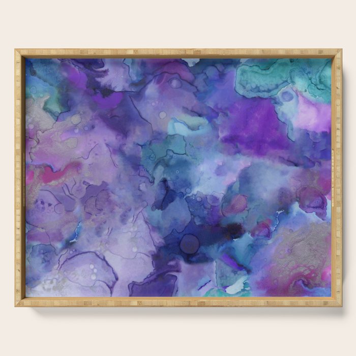 Abstract Colorful Purple Watercolor Serving Tray Gallery Image 1