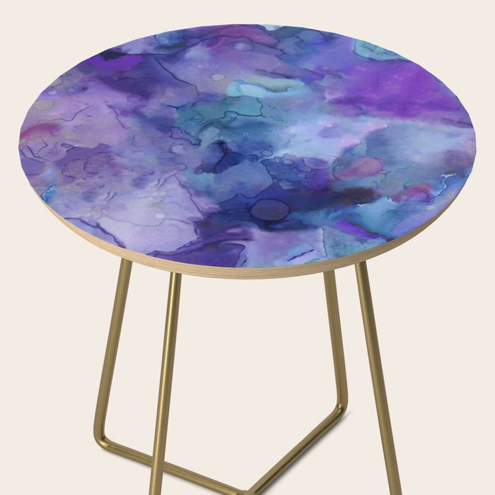 Abstract Colorful Purple Watercolor Side Table Gallery Image 2