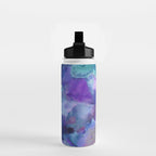 Abstract Colorful Purple Watercolor Water Bottle Gallery Image 2