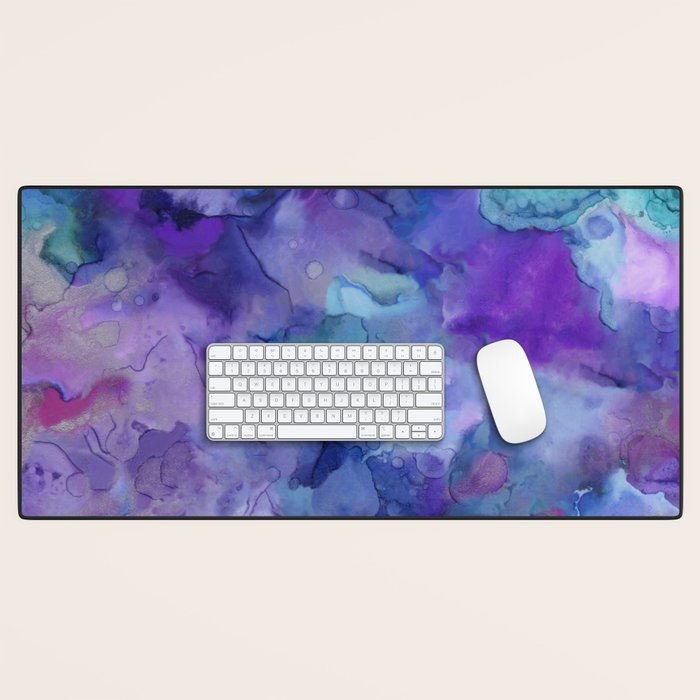 Abstract Colorful Purple Watercolor Desk Mat Gallery Image 1