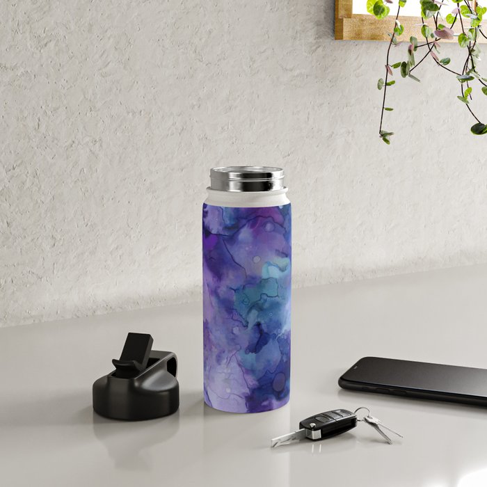 Abstract Colorful Purple Watercolor Water Bottle Gallery Image 4