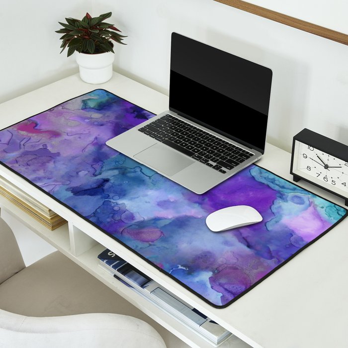 Abstract Colorful Purple Watercolor Desk Mat Gallery Image 2