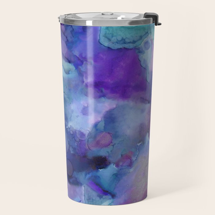 Abstract Colorful Purple Watercolor Travel Mug Gallery Image 2