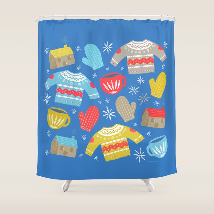 Hygge Home | Blue Shower Curtain Gallery Image 1