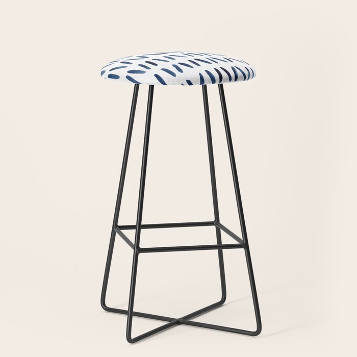 Strokes Pattern | Indigo Watercolor Painting Stool Gallery Image 1