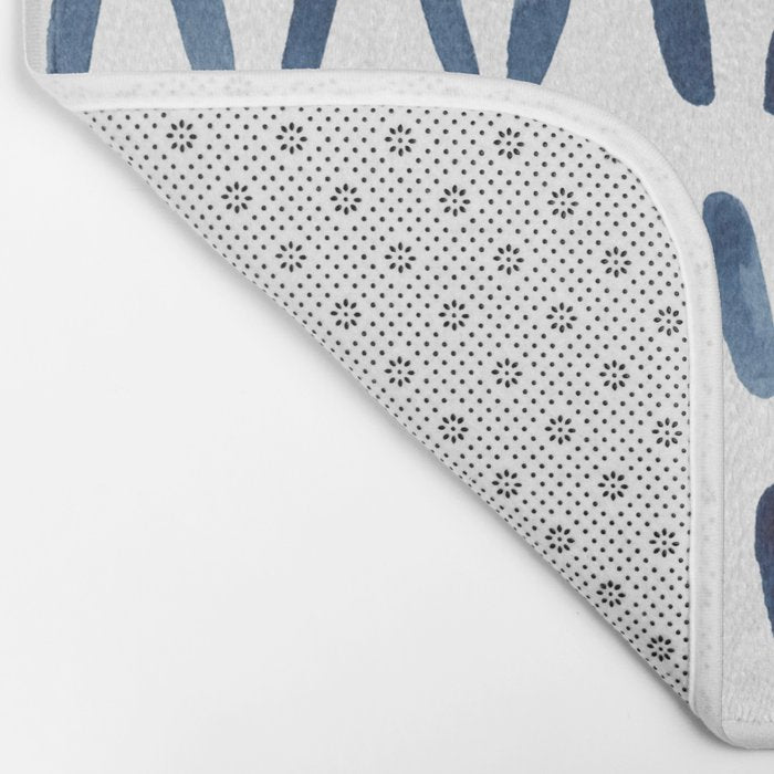Strokes Pattern | Indigo Watercolor Painting Bath Mat Gallery Image 2