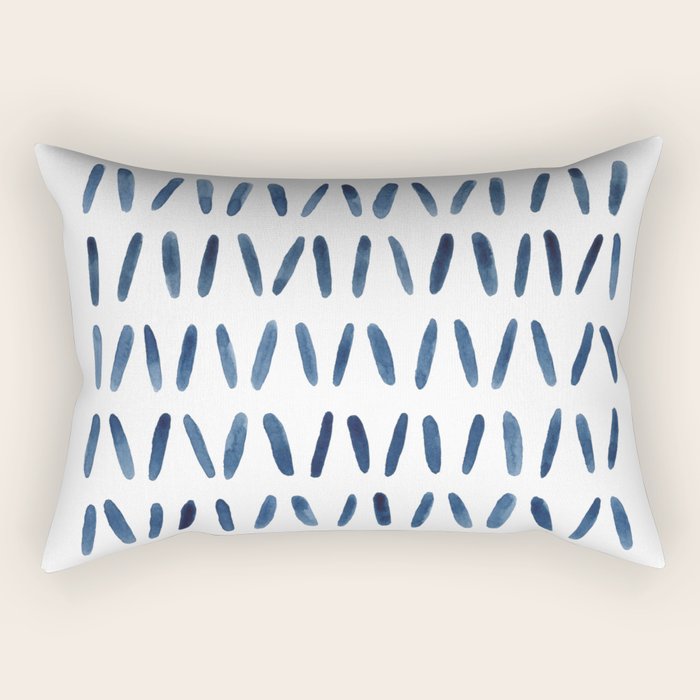 Strokes Pattern | Indigo Watercolor Painting Rectangular Pillow Gallery Image 1