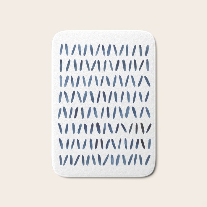 Strokes Pattern | Indigo Watercolor Painting Bath Mat Gallery Image 1