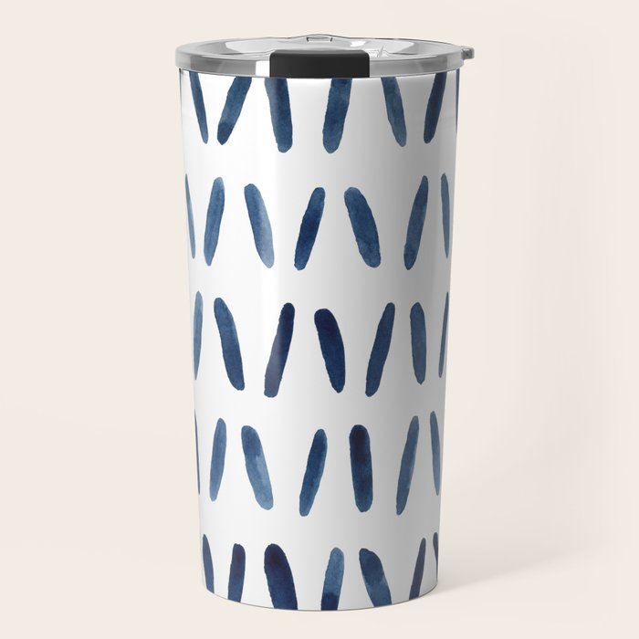 Strokes Pattern | Indigo Watercolor Painting Travel Mug Gallery Image 1