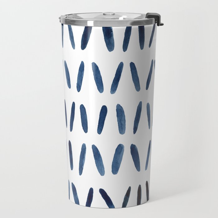Strokes Pattern | Indigo Watercolor Painting Travel Mug Gallery Image 2