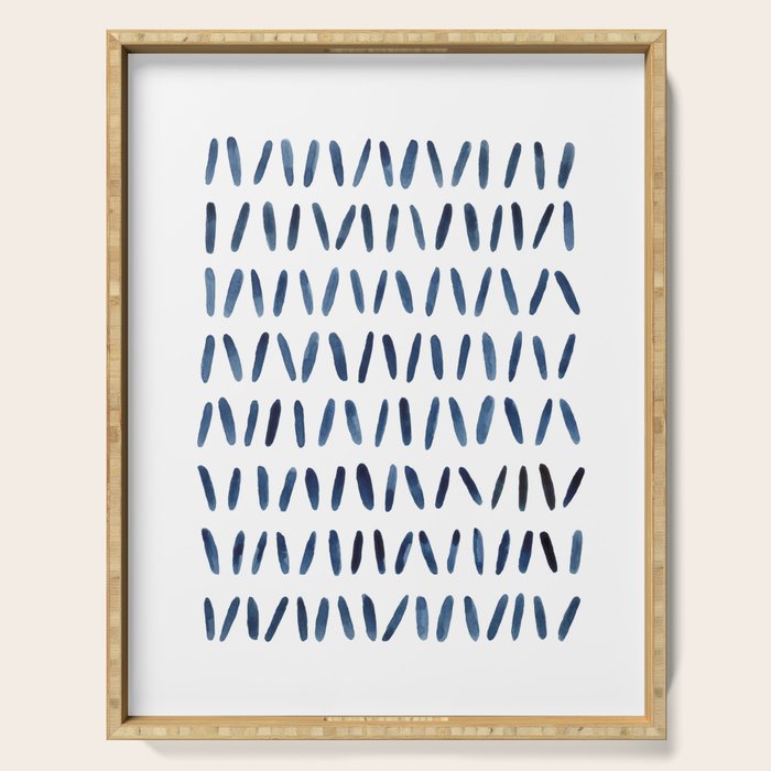 Strokes Pattern | Indigo Watercolor Painting Serving Tray Gallery Image 1