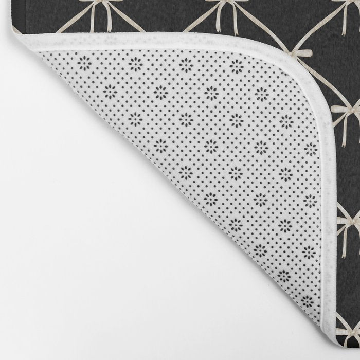 Bows & Ribbons Pattern XLVII Black and White Bath Mat Gallery Image 2