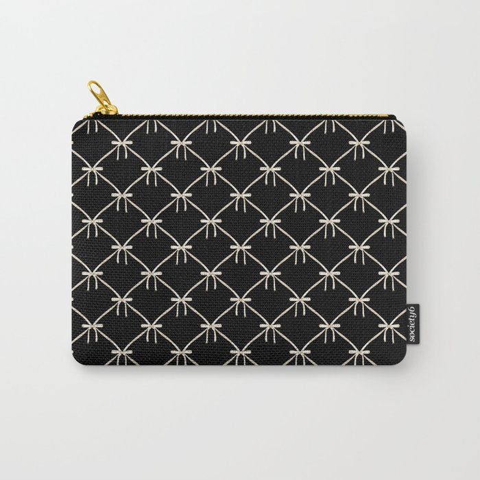 Bows & Ribbons Pattern XLVII Black and White Carry All Pouch Gallery Image 1