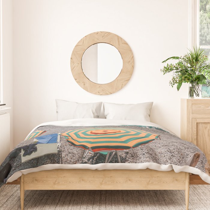 Monterosso Al Mare - Italy Europe Travel Photography - Summer Holiday Beach Umbrella Photo Art Print - Coastal Getaway Duvet Cover Gallery Image 3