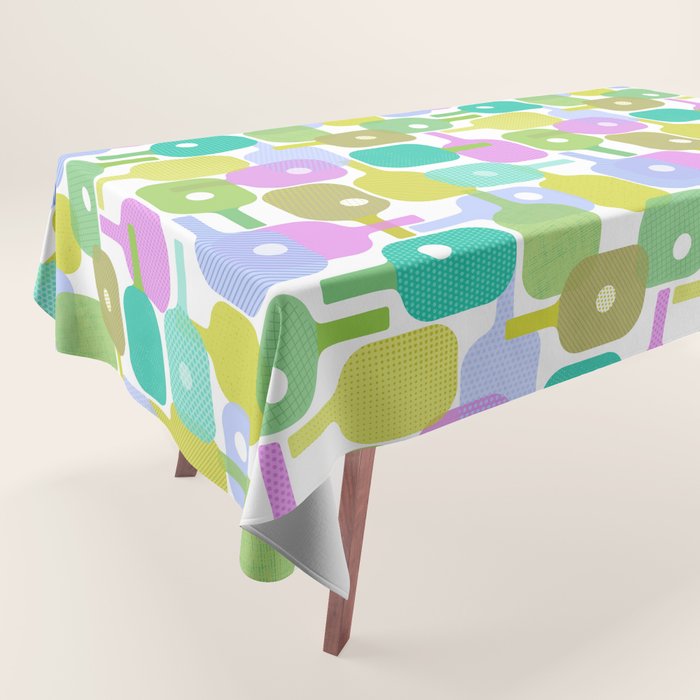 Mid Century Abstract Pickleball Shapes Tablecloth Gallery Image 1