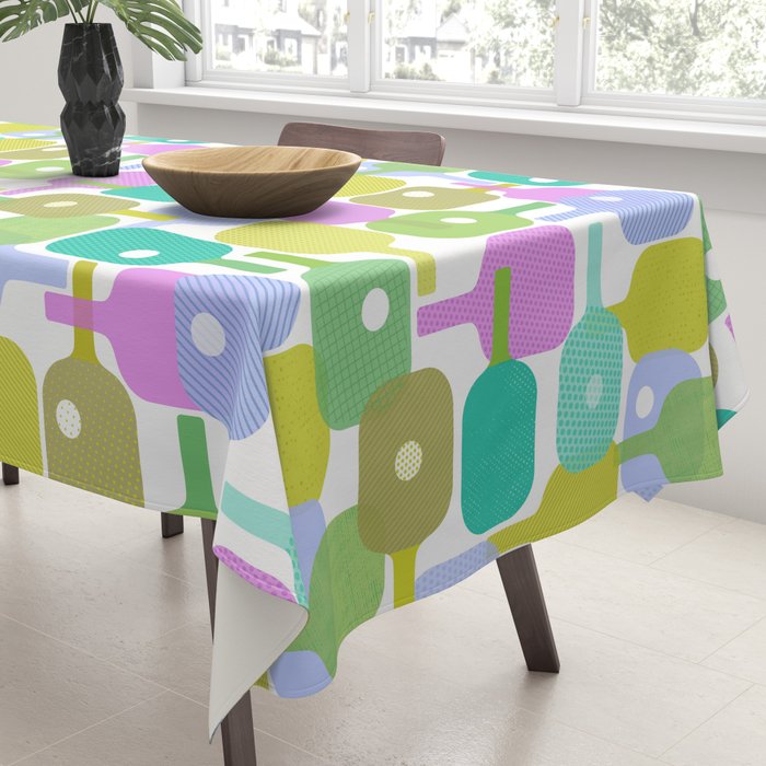 Mid Century Abstract Pickleball Shapes Tablecloth Gallery Image 3
